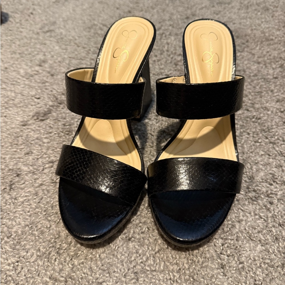 Jessica Simpson Black Double Strap Heels